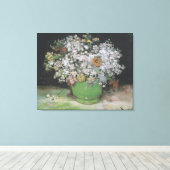 Bowl mit Zinnias und anderen Blume Leinwanddruck (Insitu (Holzboden))