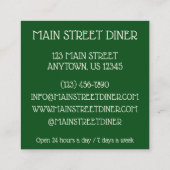 Bowl of Clam Chowder Diner Seafood Restaurant Quadratische Visitenkarte (Rückseite)