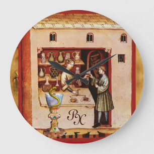 BOWL OF HYGEIA  MONOGRAM Medicine, Pharmacy Große Wanduhr