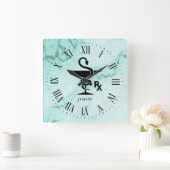 Bowl of Hygenia Pharmacist Custom Initials Marble Quadratische Wanduhr (Zuhause)
