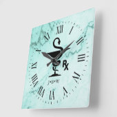 Bowl of Hygenia Pharmacist Custom Initials Marble Quadratische Wanduhr (Winkel)