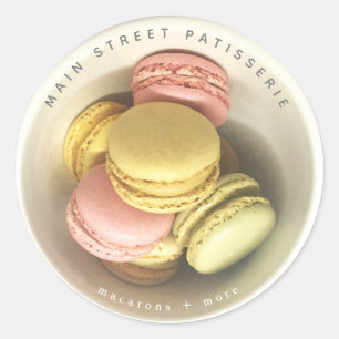 Bowl of Macarons Food Foto Patisserie Business Runder Aufkleber