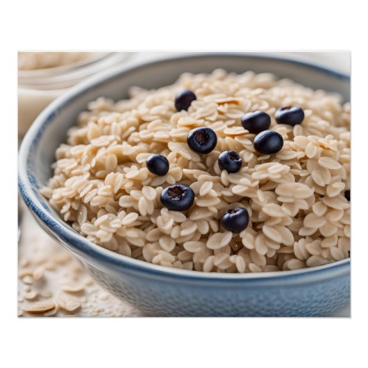 Bowl of Oatmeal with Blueberries Poster (Vorderseite)