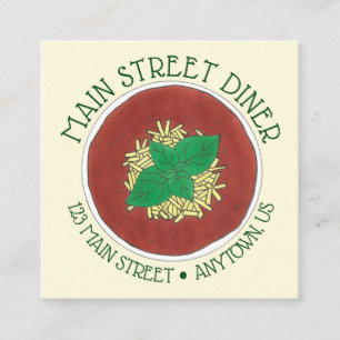 Bowl of Tomato Basil Soup Diner Italienisches Rest Quadratische Visitenkarte