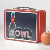 Bowl und Bowling Button Neon Sign Metall Brotdose (Beispiel)