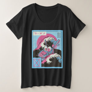 Bowl von Ramen Vaporwave Design Große Größe T-Shirt