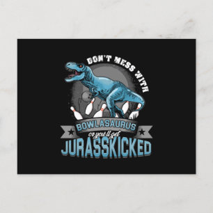 Bowlasaurus Dinosaur Bowling Bowler Strike Geschen Postkarte