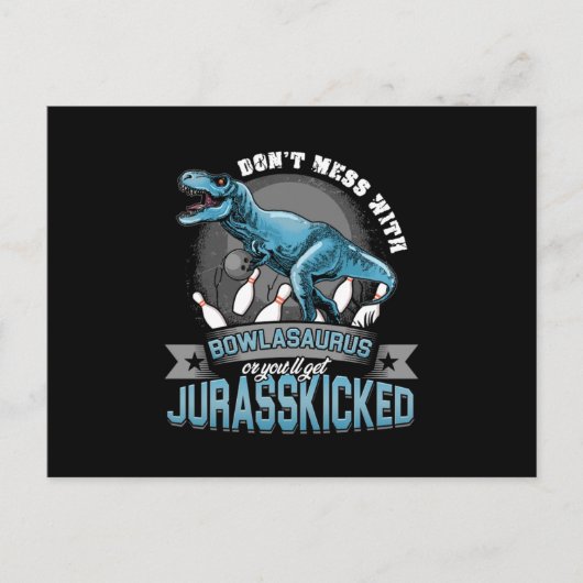 Bowlasaurus Dinosaur Bowling Bowler Strike Geschen Postkarte (Vorderseite)