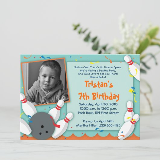 "Bowled Over"-Party Einladung - Boys (Stehend Vorderseite)