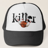 Bowler Bowling Button Killer Cool League Truckerkappe (Vorderseite)