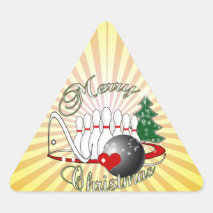 BOWLER / BOWLING MERRY CHRISTMAS DREIECKIGER AUFKLEBER