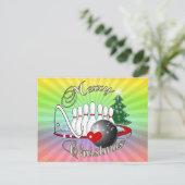 BOWLER / BOWLING MERRY CHRISTMAS FEIERTAGSPOSTKARTE (Stehend Vorderseite)