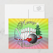 BOWLER / BOWLING MERRY CHRISTMAS FEIERTAGSPOSTKARTE (Vorne/Hinten)