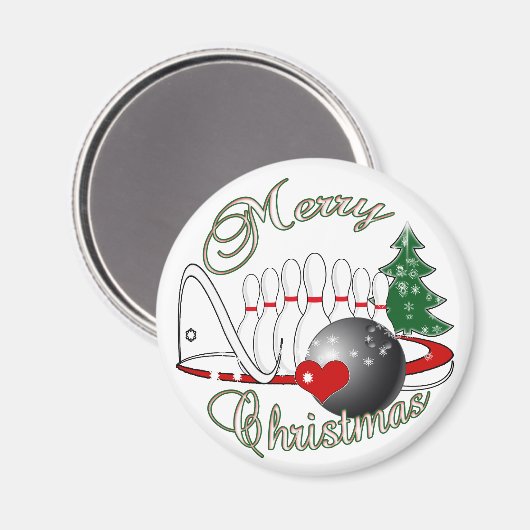 BOWLER / BOWLING MERRY CHRISTMAS MAGNET (Vorderseite/Rückseite)