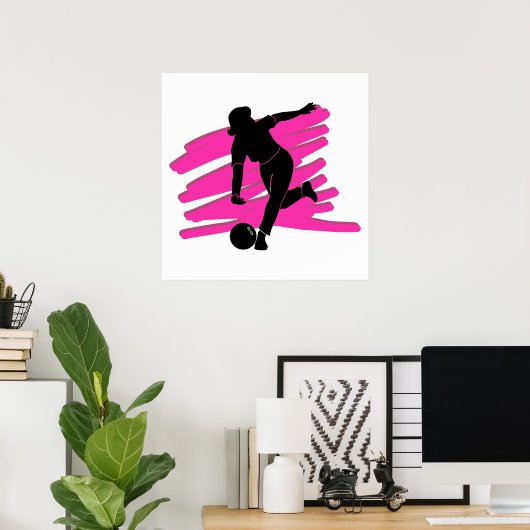 Bowler Bowling Silhouette Poster (Heimbüro)