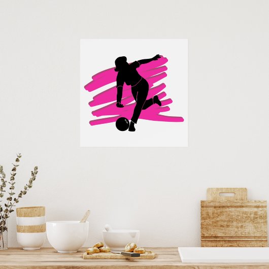 Bowler Bowling Silhouette Poster (Küche)