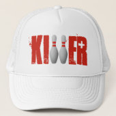 Bowler Button Killer Cool Bowling League High Scor Truckerkappe (Vorderseite)