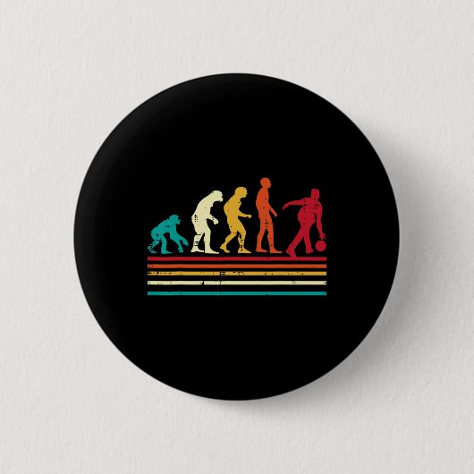 Bowler Evolution Retro Bowling Team Männer Frauen Button (Vorderseite)