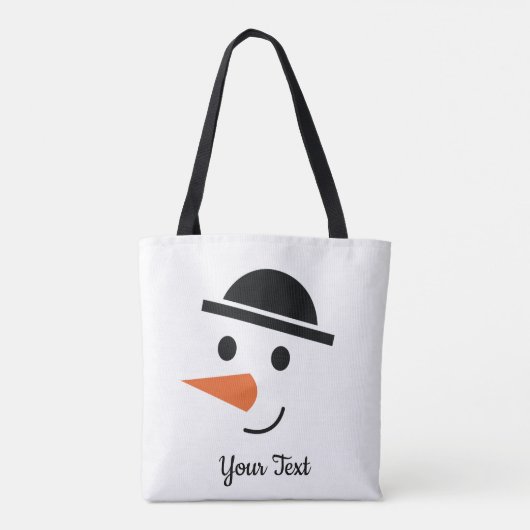 Bowler-getippte Snowman Face Design Tote Bag Tasche (Rückseite)