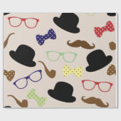 Bowler hasst Pipes Glasses Mustaches für ihn Geschenkpapier (Flach)