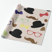 Bowler hasst Pipes Glasses Mustaches für ihn Geschenkpapier (Ungerollt)