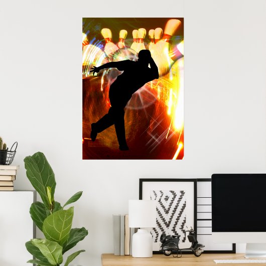 Bowler mit Strike Explosion Poster (Heimbüro)