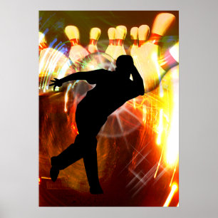 Bowler mit Strike Explosion Poster