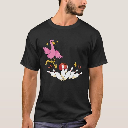 Bowler Strike Bowling Team Bowling Pins Flamingo B T-Shirt (Vorderseite)