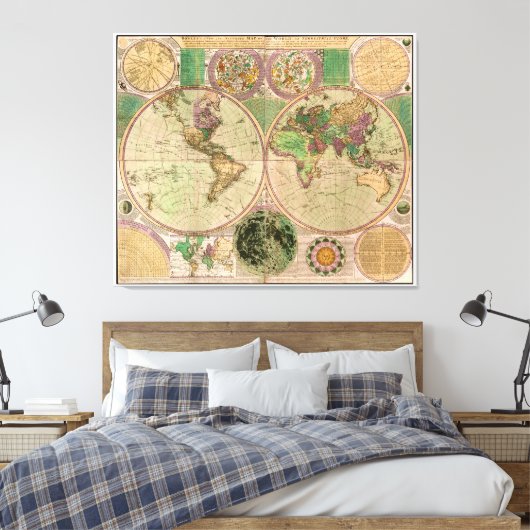 BOWLES New & Accurate Map of the World by Dialing Leinwanddruck (Insitu (Schlafzimmer))