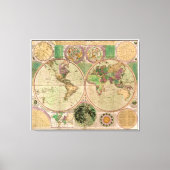 BOWLES New & Accurate Map of the World by Dialing Leinwanddruck (Vorderseite)