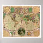 BOWLES New & Accurate Map of the World by Dialing Poster (Vorne)