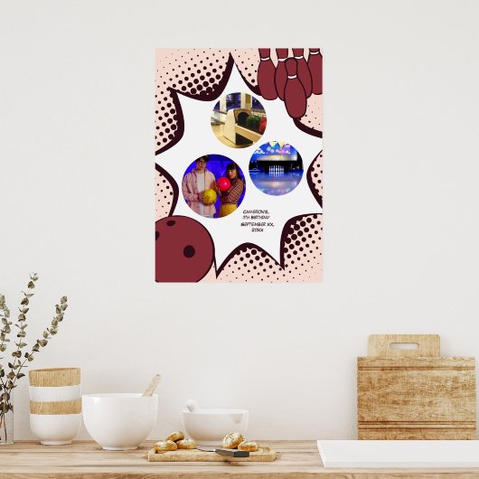 Bowling 11. Geburtstag Foto Collage Poster (Küche)