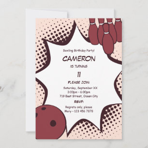 Bowling 11. Geburtstagsparty Einladung