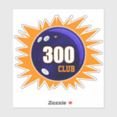 Bowling 300 Club, Blue Bowling Ball & Orange Vinyl Aufkleber (Blatt)