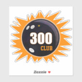 Bowling 300 Club, Bowling Ball & Orange, Vinyl Aufkleber (Blatt)