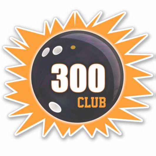 Bowling 300 Club, Bowling Ball & Orange, Vinyl Aufkleber (Vorderseite)