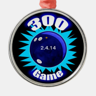 Bowling 300 Game, Blue Graphics, Ornament Aus Metall