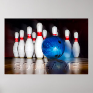 Bowling 300 Game Buttone and Ball, Wall Art Poster