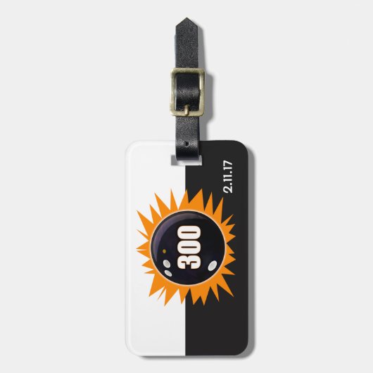 Bowling 300 Game Orange Glow Gepäckanhänger (Vorderseite vertikal)