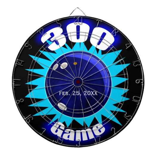 Bowling 300 Spiel, mit Datum, Dartboard mit Darts Dartscheibe (vorne)