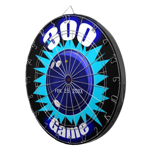 Bowling 300 Spiel, mit Datum, Dartboard mit Darts Dartscheibe (Vorderseite rechts)