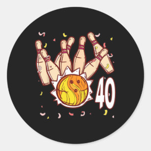 Bowling 40. Geburtstag Bowling Thema 40 Jahre alt Runder Aufkleber