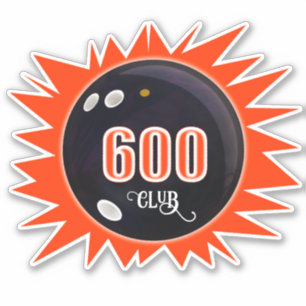 Bowling 600 Club, Bowlingkugel mit Rot, Vinyl Aufkleber