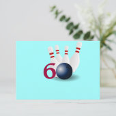 Bowling, 60th Birthday Einladung. Einladung (Stehend Vorderseite)