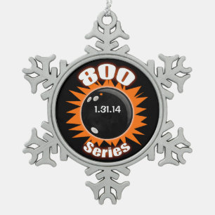 Bowling 800 Series Club, Orange & Black Schneeflocken Zinn-Ornament
