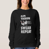Bowling Aim Throw Swear Repeat Bowler Sweatshirt (Vorderseite)
