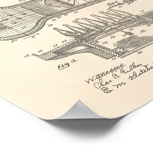 Bowling Alley 1906 Patent Art Old Peper Poster (Ecke)