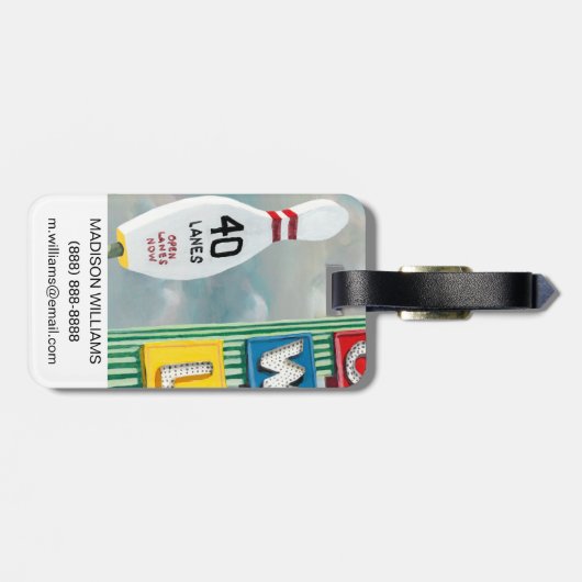 Bowling Alley Artwork Gepäckanhänger (Rückseite horizontal)