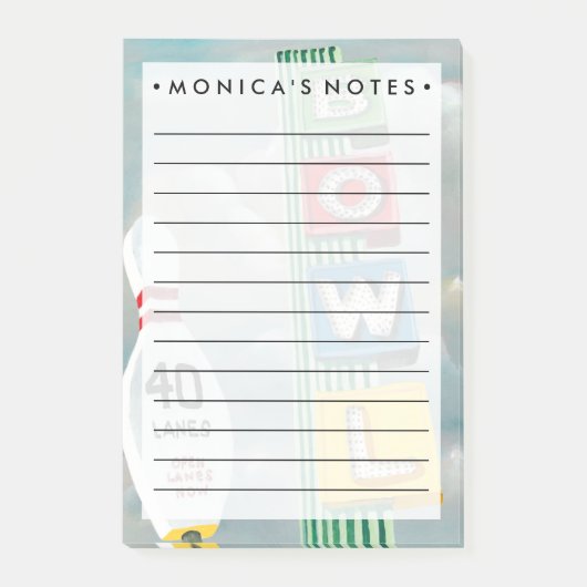 Bowling Alley Artwork Post-it Klebezettel (Vorderseite)