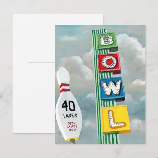 Bowling Alley Artwork Postkarte (Vorne/Hinten)